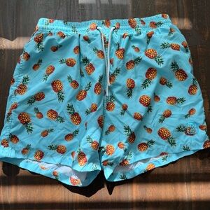 WARUNG Aqua Tropical Pineapple Print SwimShorts - XL